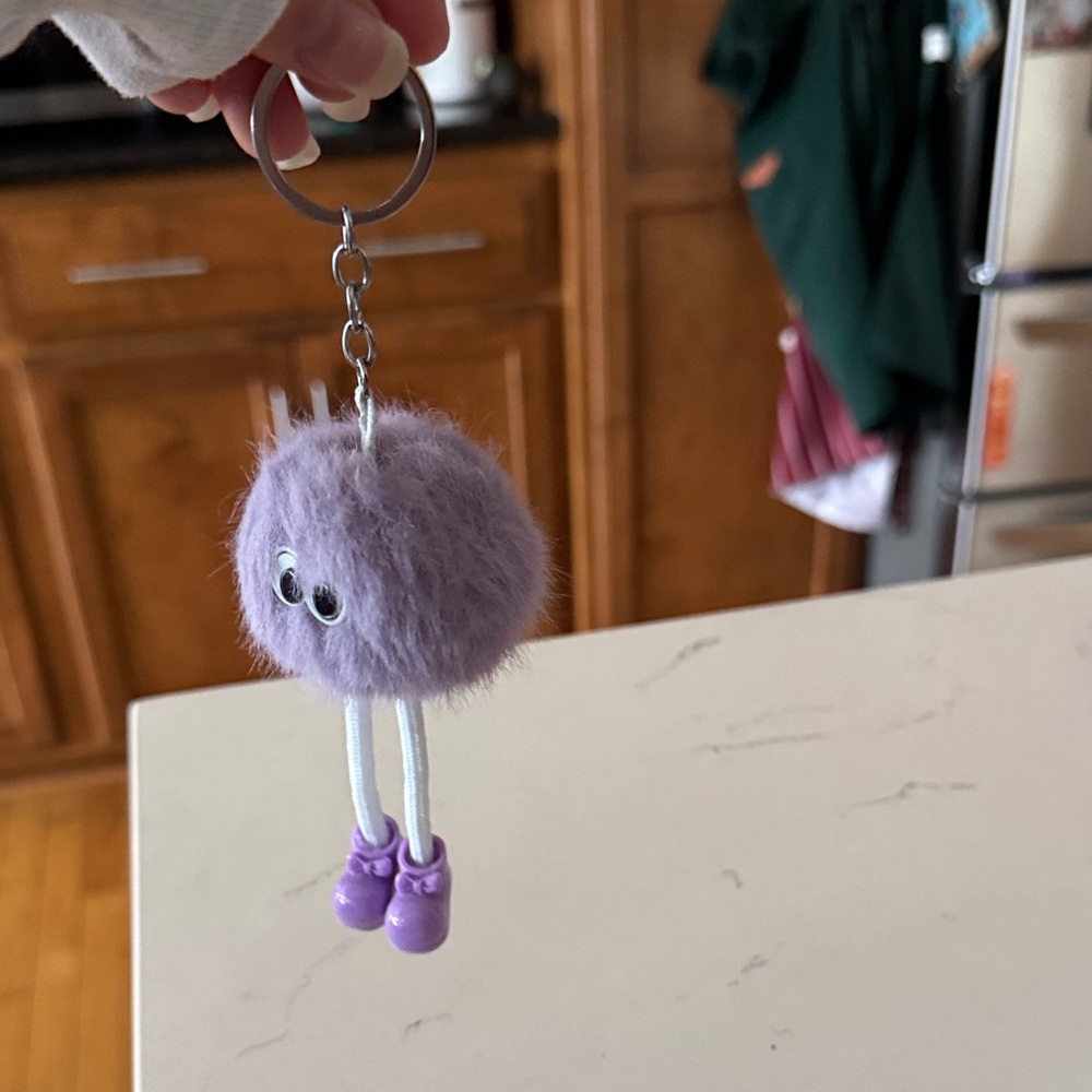 Purple Fluffy Keychain with Shoes